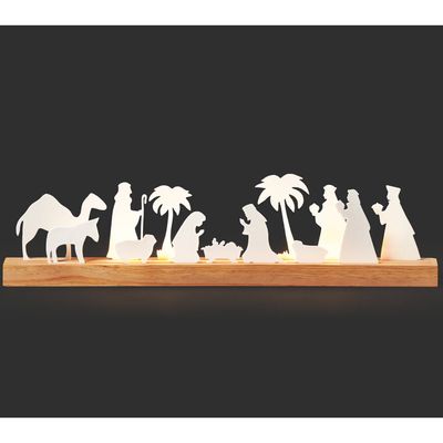 Light-up Wood Nativity with Base 5&quot; x 23&quot; ROMAN