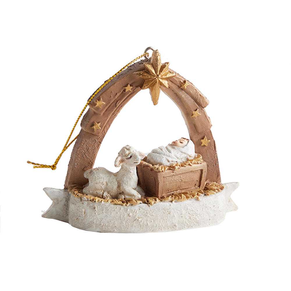 Starry Night Baby Jesus with Lamb Ornament