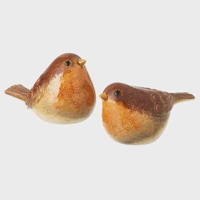 Brown Stoneware Robin Ornament (2)