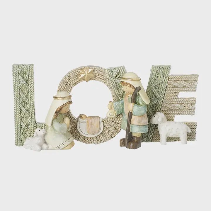 Resin Knitted Nativity Love Sign