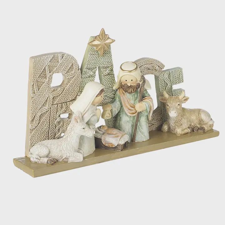 Resin Knitted Nativity Peace Sign