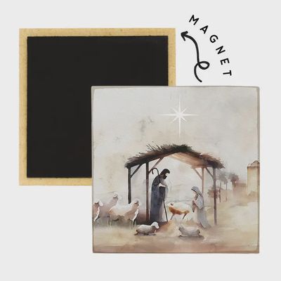 Bethlehem Nativity Art - Square Magnets
