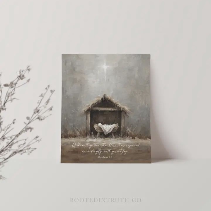Manger Nativity Christmas Wall Art Print Holiday Decor, Size: 5x7 Print