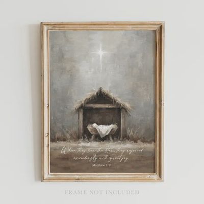 Manger Nativity Christmas Wall Art Print Holiday Decor