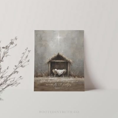 Manger Nativity Christmas Wall Art Print Holiday Decor