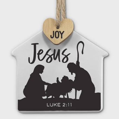 Ornament Stable Tag Jesus Twine Hanger