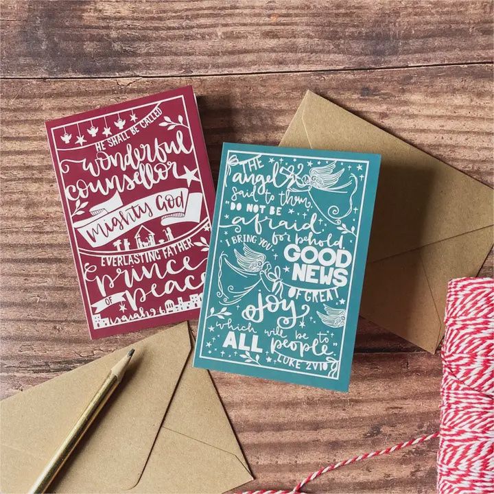 Folk Art Christmas Story Mini Christmas Cards - 6 Pack