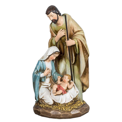 Wood Carved Holy Family Nativity
