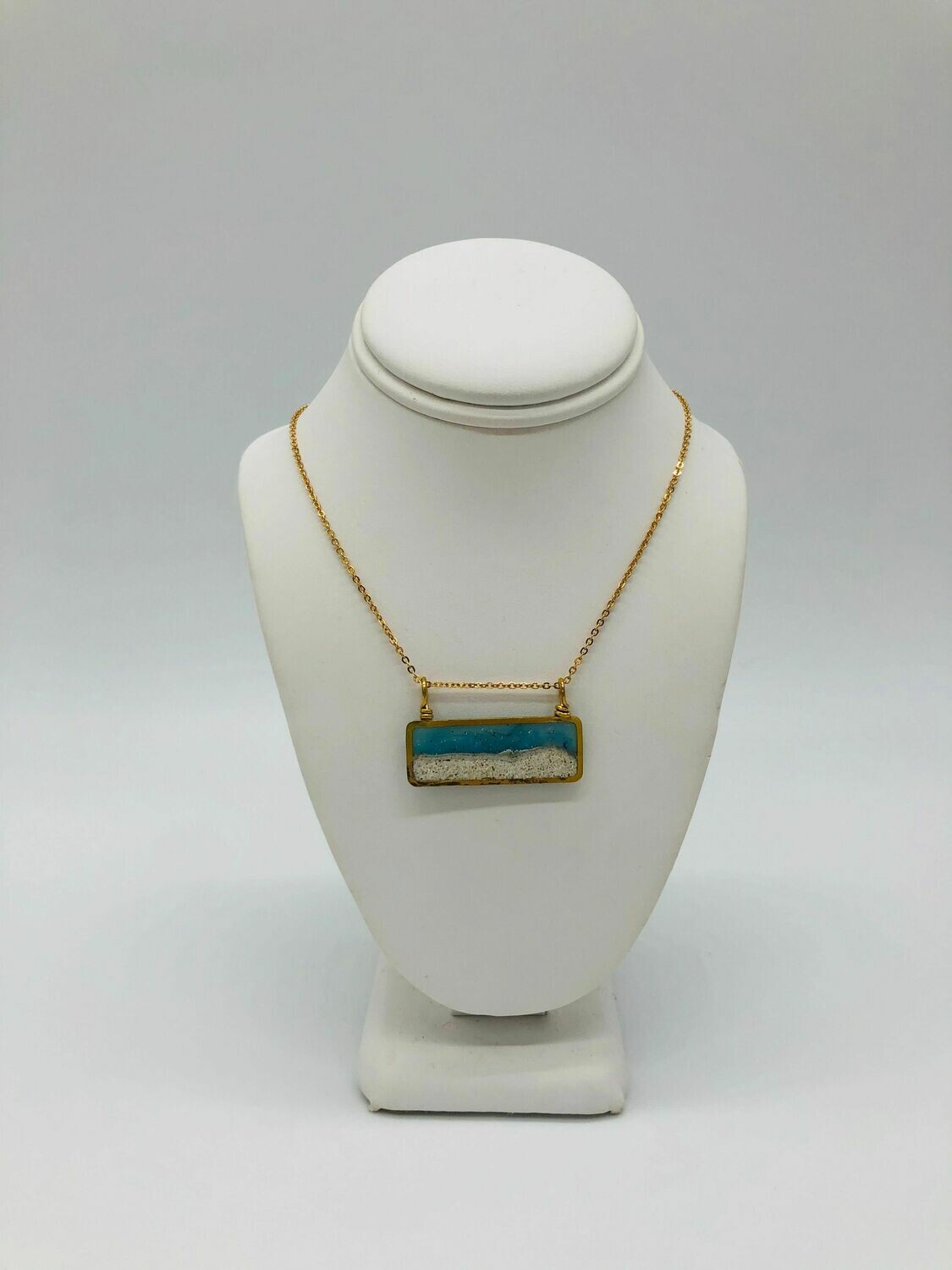 Mini Beach Scene Brass and Resin Necklace