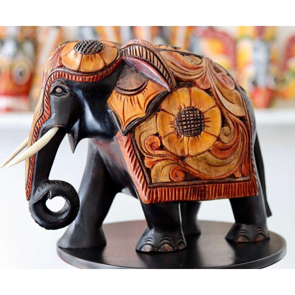 🐘 Unique Handmade Wooden Elephant with Exquisite Carvings 🌿