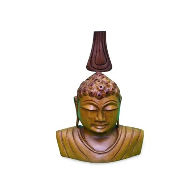 Serenity Whisper: Handcrafted Wooden Buddha Head