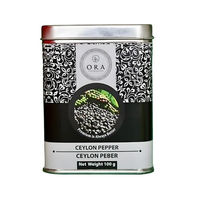 Premium Ceylon Black Pepper  Strong and Flavorful Spice in Elegant Metal Tin 100g