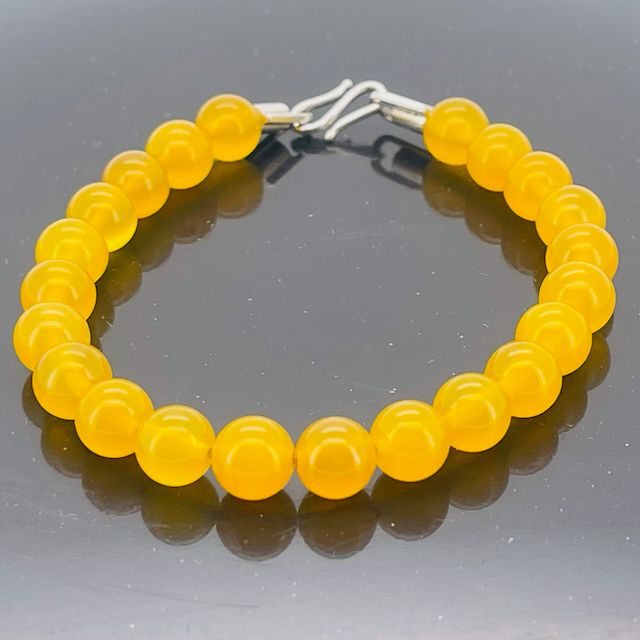 Yellow Agate Bracelet with Silver Lobster Clasp  8mm Natural Beads for Confidence, Energy &amp; Positivity