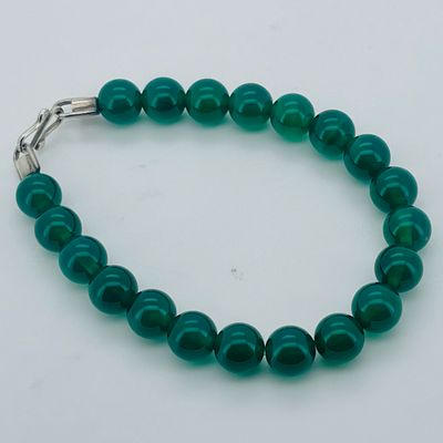 Green Agate Bracelet with Silver Lobster Clasp 8mm Natural Beads for Balance, Growth &amp; Protection Handmade Healing Crystal Bracelet