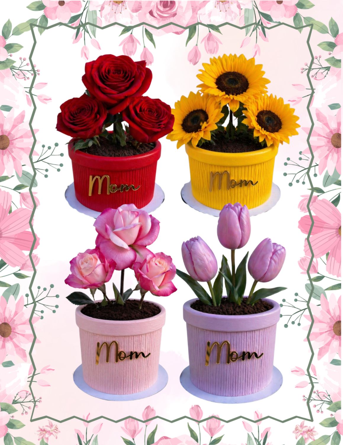 🍰 Mother’s Day Flower Pot Mini Cake 🌸