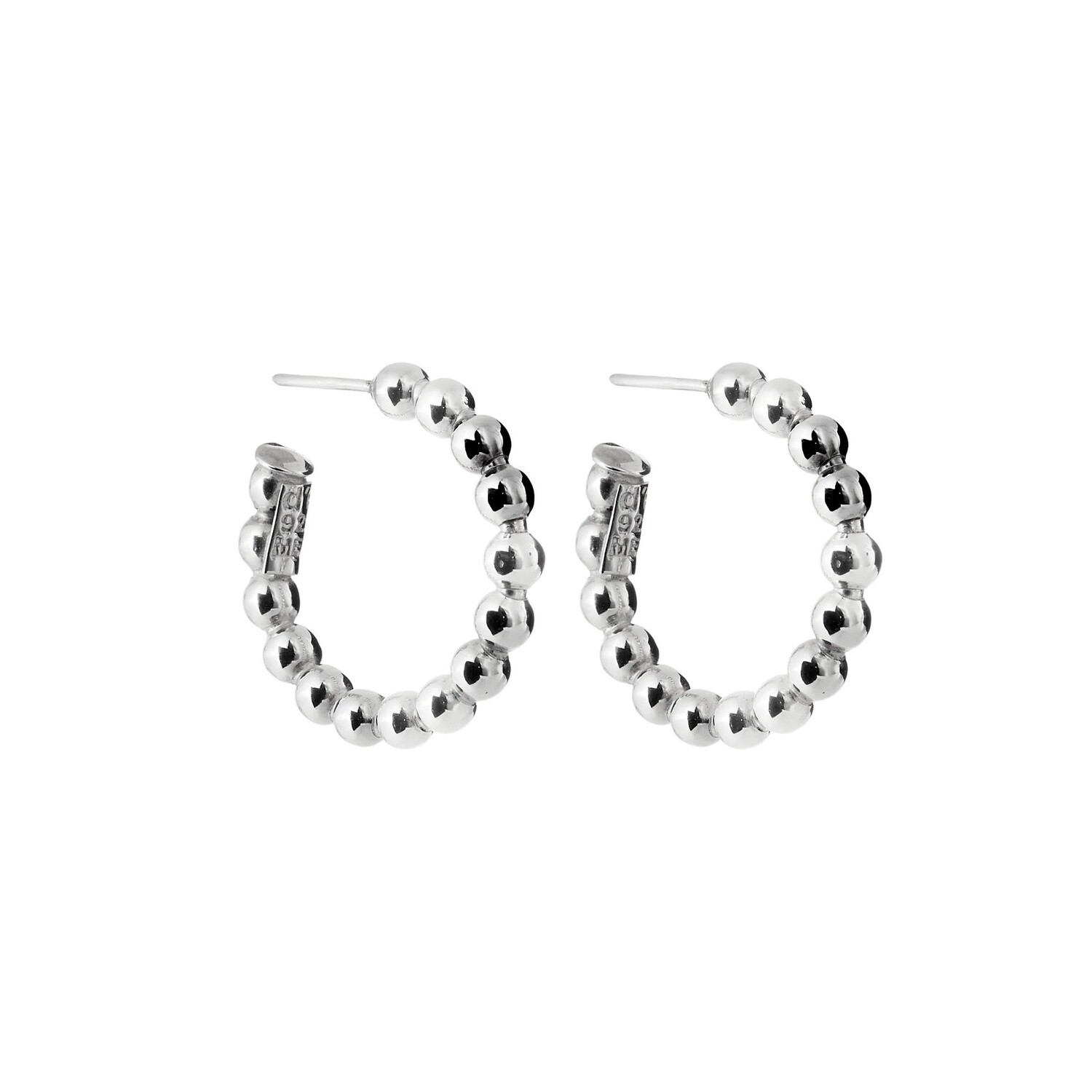 Earrings - Silver Ball Hoops