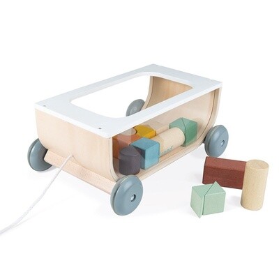 Wooden Cocoon Cart With Blocks