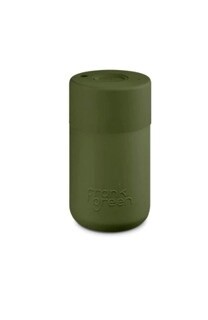 Reusable Original Cup Push Button Lid 340ml - Various, Colour: Khaki