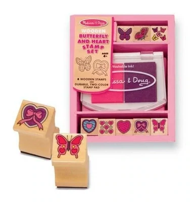 Wooden Stamp Set - Butterflies & Hearts