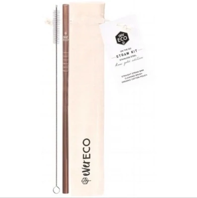Stainless Steel Straw Kit- Rose Gold Straw & Cleaning Brush