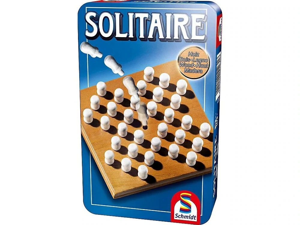 Solitaire - 32 Wooden Pegs In Tin