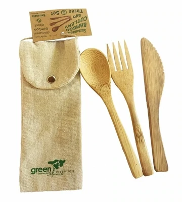 Bamboo Cutlery - 3 Piece Set in Pouch