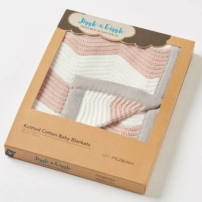 Cotton ZigZag Baby Blanket - Pink