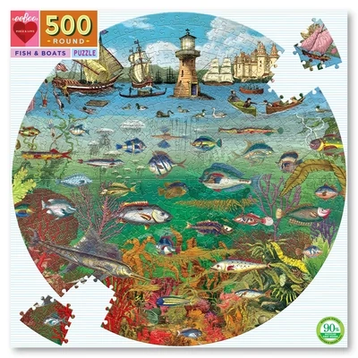 Jigsaw 500pc Puzzle Round - Fish & Boats