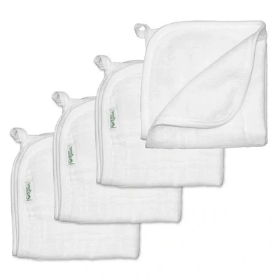 Muslin Washcloths made from Organic Cotton (4pk) 28x28cm - White Set