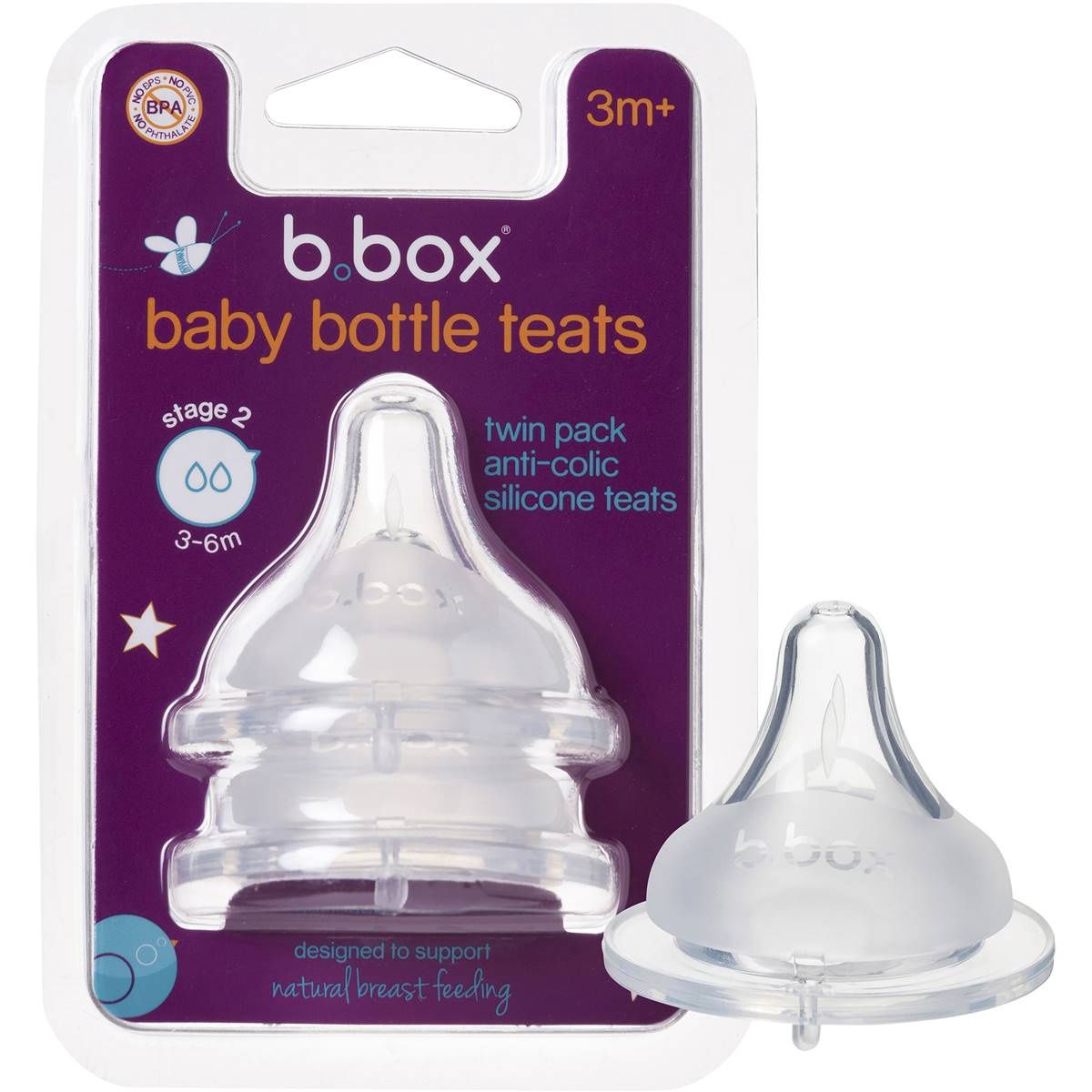 Baby Bottle Teats Twin Pack - Various Stages, Size: Stage 1