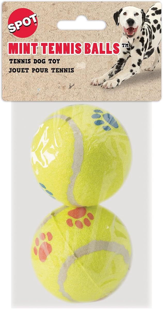 Toy Tennis Ball 2 pack Yellow Paw