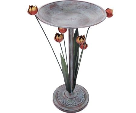 Birdbath w/ Flowers 31"
