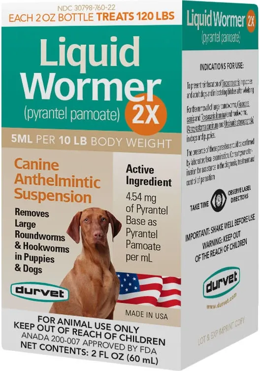 Wormer Durvet 2X Liq for Dogs