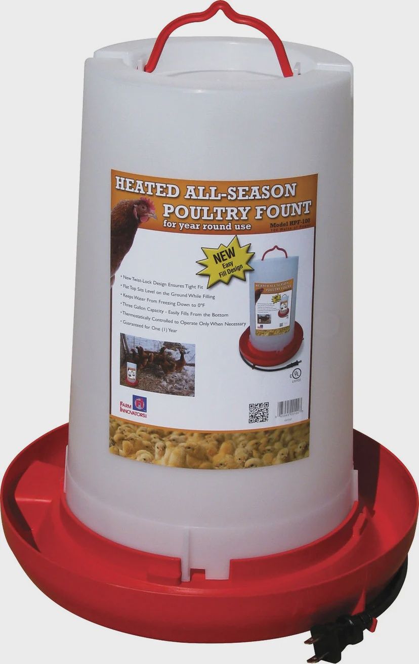 Waterer Poultry - Heated 3 Gal Plastic