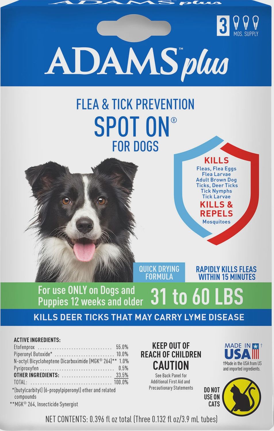 Adams Flea Spot On Dog Lg 31-60lb