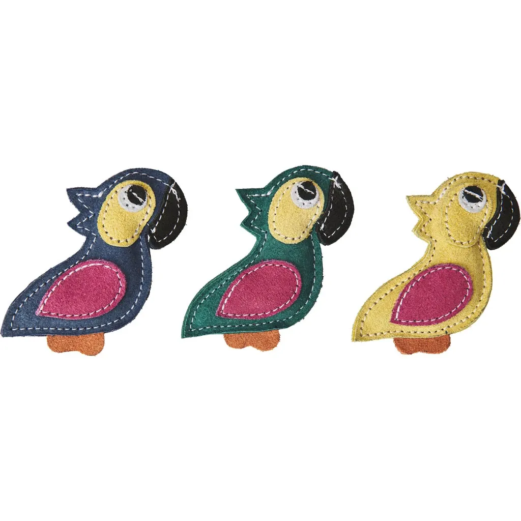 Toy Cat Leather Parrot