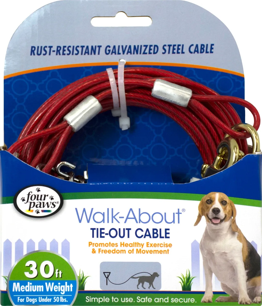 Cable Tie Out Red 30ft