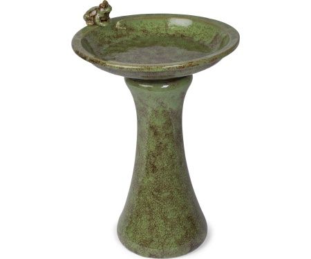 Birdbath 21" Green Frog