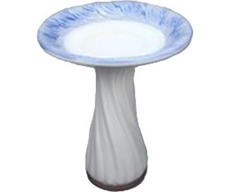 Birdbath Blue/White Ceramic 22"