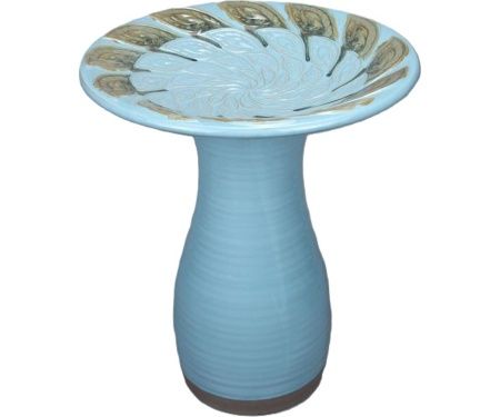 Birdbath Feather Blue/Brown 20"