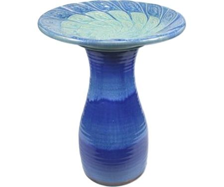 Birdbath Feather Blue/Green 20"