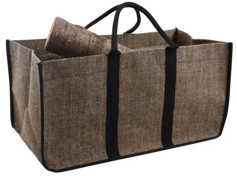 Sac bûches jute marron- Sac bûches jute marron-