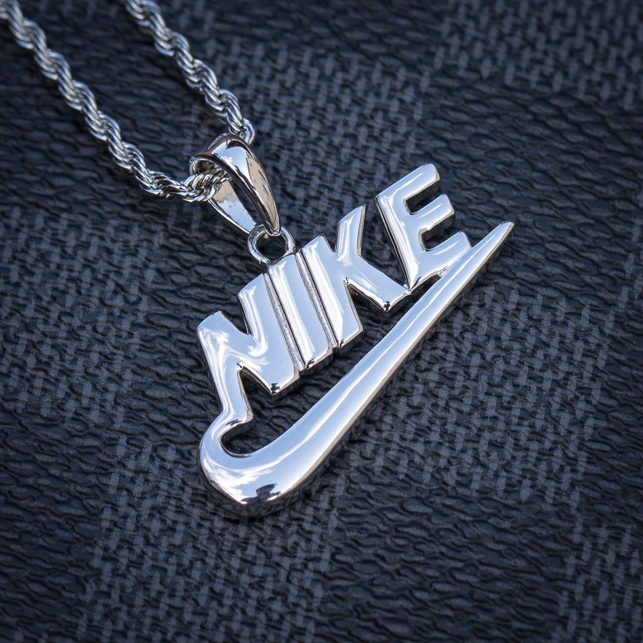 Mini White Gold Nike Swoosh Pendant Necklace