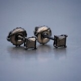 Men&#39;s Hip Hop Black Princess Cut Stud Earrings