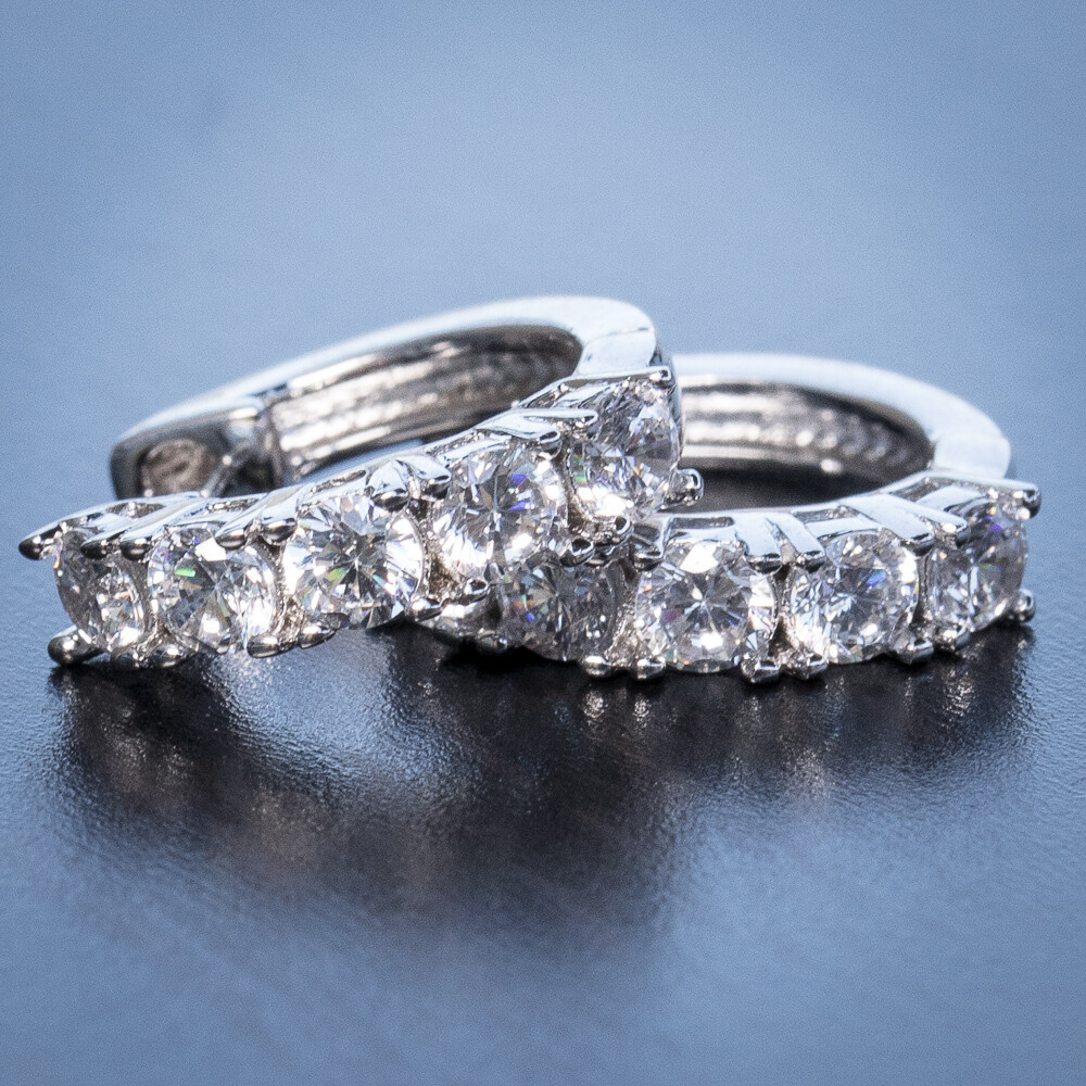 Small White Gold Diamond Hoop Earrings