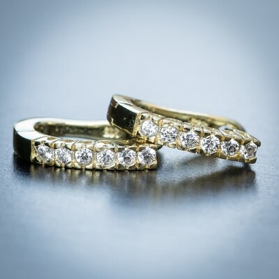 Mens Iced Ellipse 14K Gold Plated Hoop Earrings
