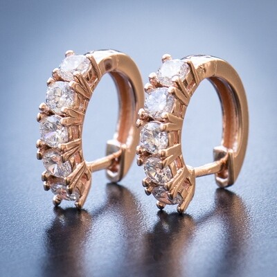 Mens Rose Gold Iced Large CZ Stone Hoop Earrings