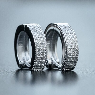 White Gold Diamond Hoop Earrings White Gold Diamond Hoop Earrings