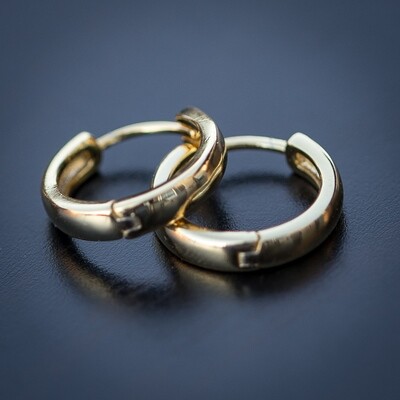 925 Sterling Silver Men&#39;s Gold Hoop Earrings