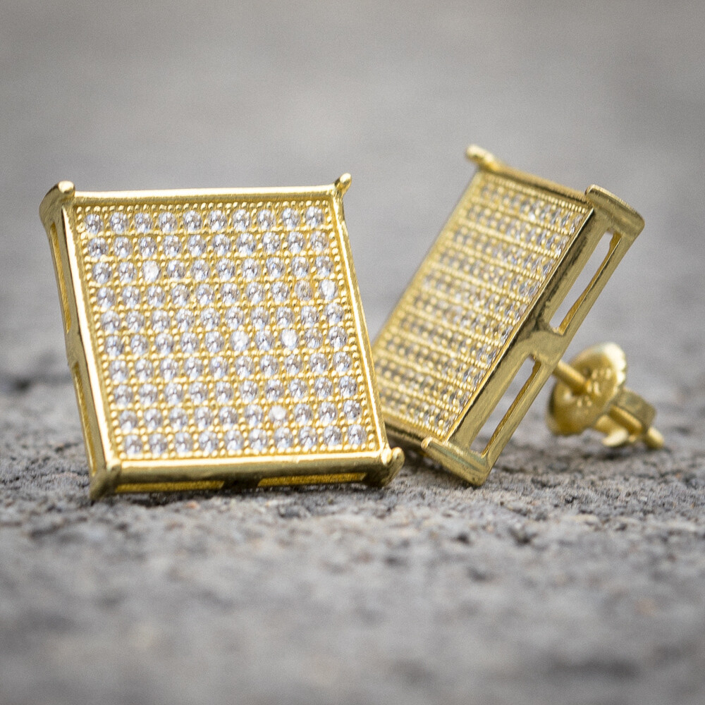 Gold Square Earrings For Men